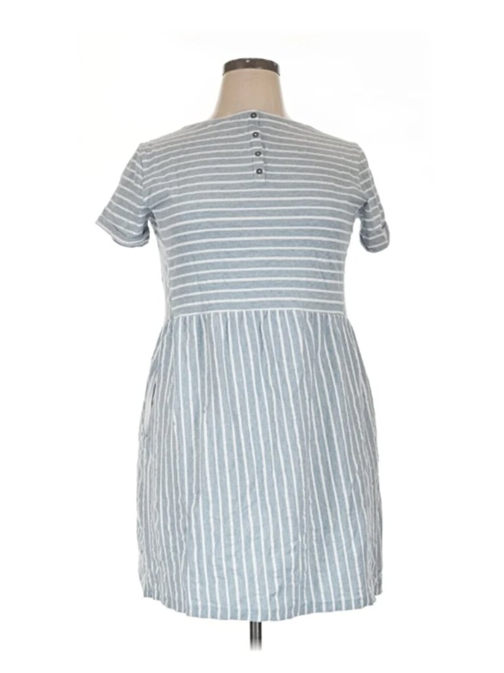 LOFT Chambray Stripe Blue and White Striped Cotton Dress 20/22 Plus - Picture 2 of 8